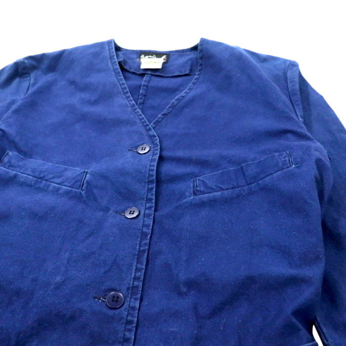 agnes b. レイルロードジャケット ノーカラージャケット 1 ブルー コットン フランス製 | Vintage.City 빈티지숍, 빈티지 코디 정보