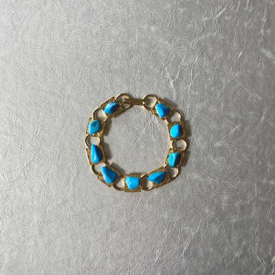 Vintage 70s〜80s USA retro turquoise plate chain bracelet レトロ ヴィンテージ 天然石 ターコイズ プレート チェーン ブレスレット | Vintage.City ヴィンテージ 古着