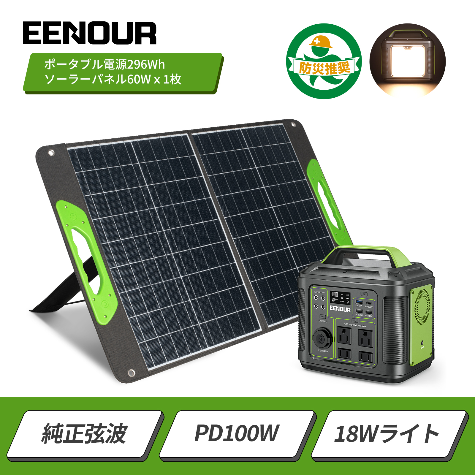 EENOUR ソーラーパネル60w 急速充電 ソーラーバッテリー充電器 太陽光 