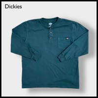 【Dickies】ヘンリーネック ワンポイント パッチ 刺繍ロゴ ロンT ポケT ロングTシャツ 長袖Tシャツ ポケットTシャツ LARGE ディッキーズ ディープグリーン メキシコ製 US古着 | Vintage.City ヴィンテージ 古着