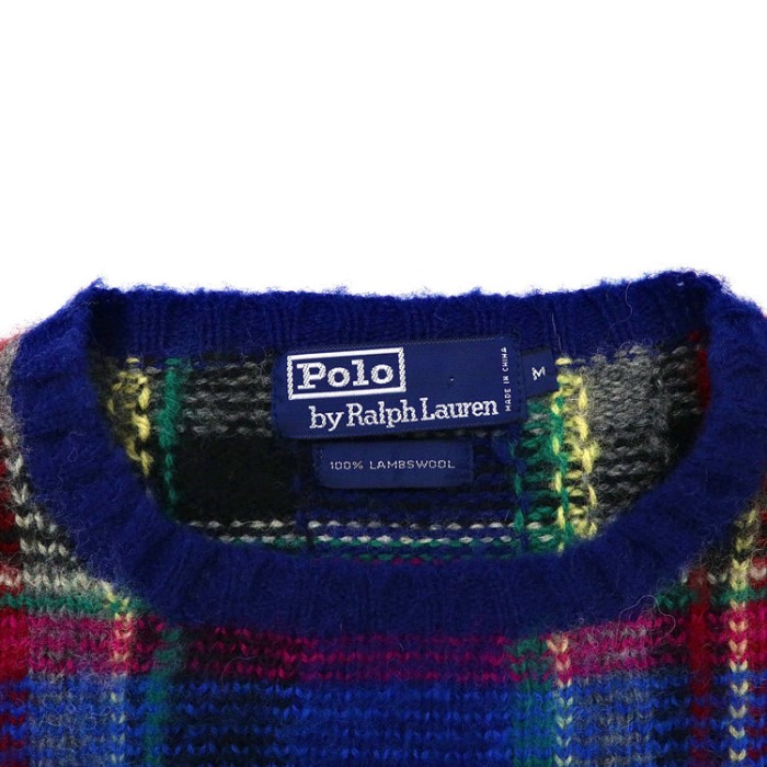 Polo by Ralph Lauren クルーネックニット セーター M ブルー タータンチェック ラムウール 未使用品 | Vintage.City 빈티지숍, 빈티지 코디 정보