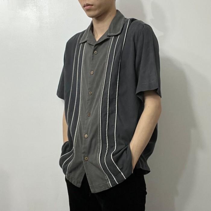 Old Open Collar Silk Material S/S Shirt | Vintage.City 古着屋、古着コーデ情報を発信