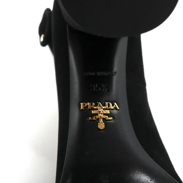 PRADA チャンキーヒール ストラップパンプス 22.5cm ブラック スエードレザー イタリア製 | Vintage.City 古着屋、古着コーデ情報を発信