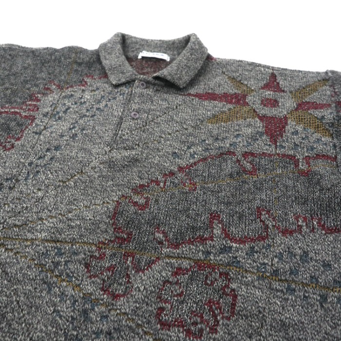 CHARGE Arnold Palmer 総柄ポロニット セーター L グレー ウール 80年代 日本製 | Vintage.City 빈티지숍, 빈티지 코디 정보