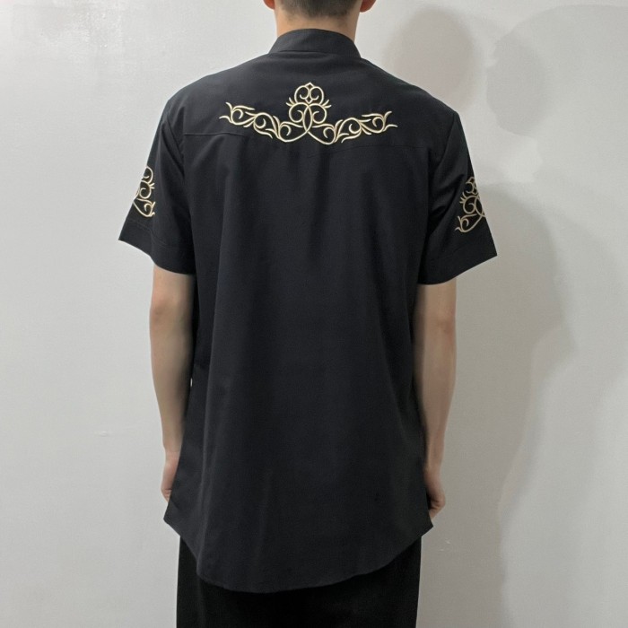 Embroidery Stand Collar S/S Shirt | Vintage.City 古着屋、古着コーデ情報を発信