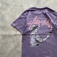 ステューシー　人物ロゴ×イニシャル　バックプリント　パープル　Tシャツ | Vintage.City ヴィンテージ 古着
