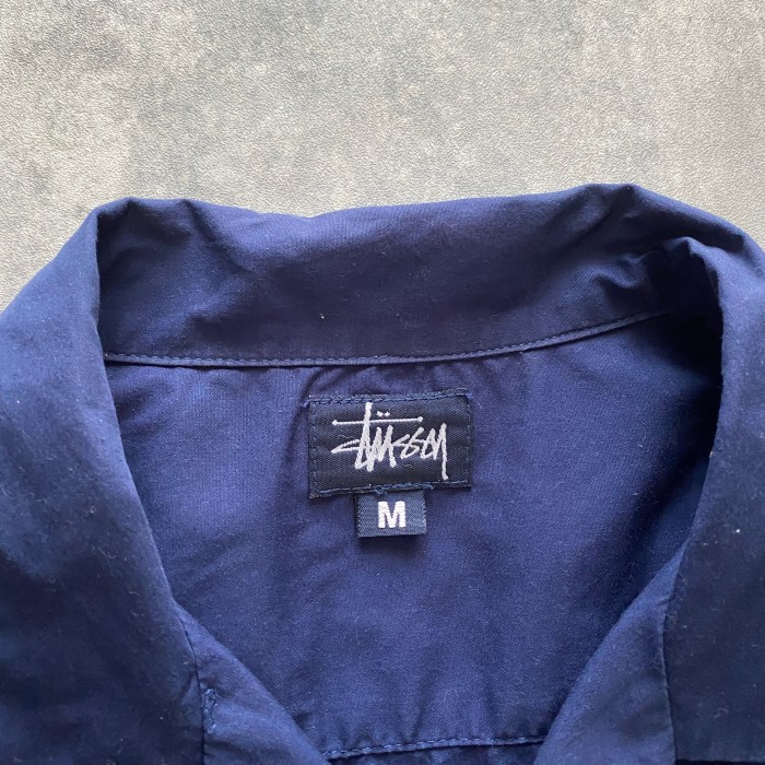 90's　オールドステューシー　刺繍ワンポイントロゴ　デザインリブ　オープンカラー　コットンシャツ | Vintage.City 古着屋、古着コーデ情報を発信