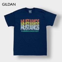 【GILDAN】プリント ロゴ MUSTANCS FANNIN ELEMENTARY Tシャツ 半袖 L ネイビー US古着 | Vintage.City ヴィンテージ 古着