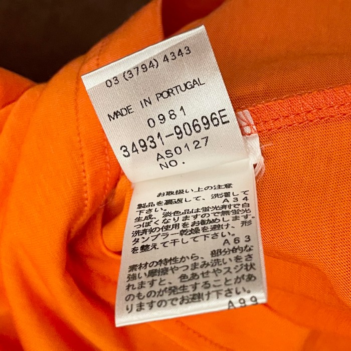 MADE IN PORTUGAL製 PAUL & JOE VネックTシャツ オレンジ XSサイズ | Vintage.City 古着屋、古着コーデ情報を発信