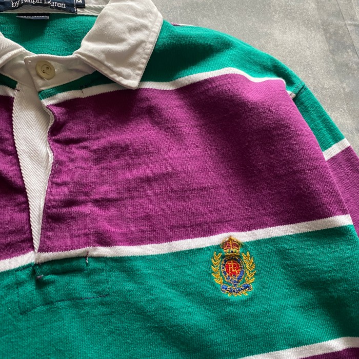 90s ポロバイラルフローレン　刺繍ワンポイントロゴ　ボーダー　ラガーシャツ | Vintage.City 古着屋、古着コーデ情報を発信