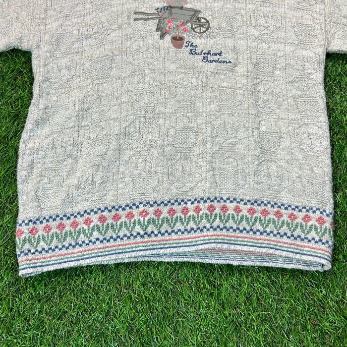 90s Flower Design Summer Knit Tops / Made In USA 古着 Vintage ヴィンテージ 半袖 ニット 襟付き 花柄 アメリカ製 | Vintage.City 古着屋、古着コーデ情報を発信