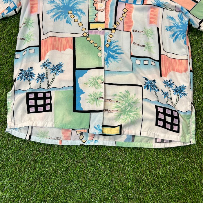 90s Palm Tree Pattern Open Collar Shirt / Made In USA 古着 Vintage ヴィンテージ 開襟 ヤシの木 パステル 半袖 シャツ ブラウス アメリカ製 | Vintage.City Vintage Shops, Vintage Fashion Trends