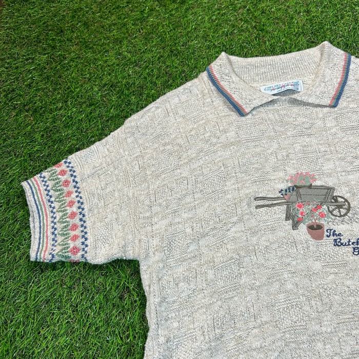 90s Flower Design Summer Knit Tops / Made In USA 古着 Vintage ヴィンテージ 半袖 ニット 襟付き 花柄 アメリカ製 | Vintage.City 古着屋、古着コーデ情報を発信