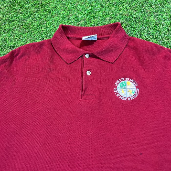 90s Los Angeles PARKS & REACTION Polo Shirt / Made In USA 古着 Vintage ヴィンテージ 赤 刺繍 無地 ポロシャツ アメリカ製 | Vintage.City 古着屋、古着コーデ情報を発信