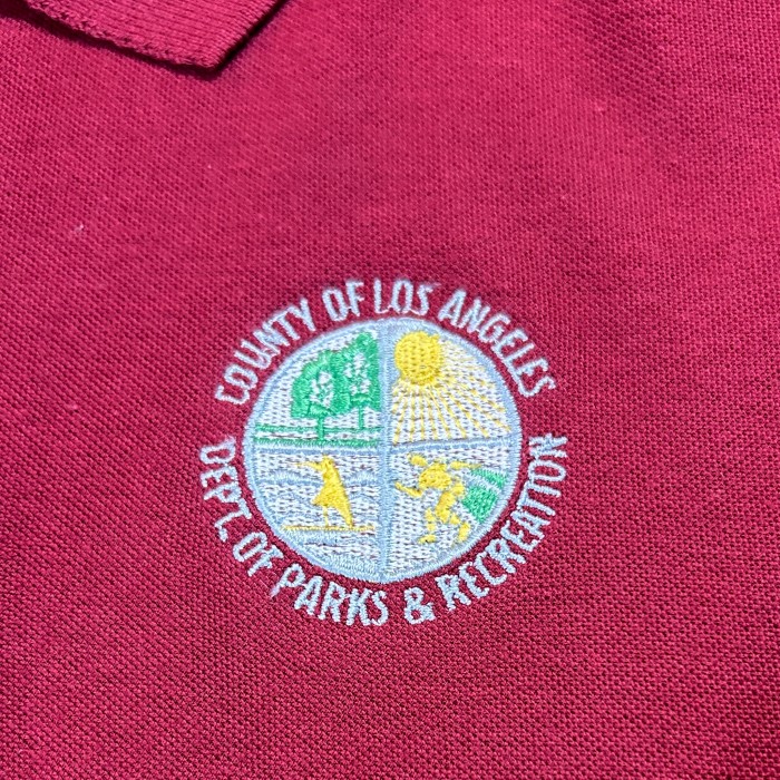 90s Los Angeles PARKS & REACTION Polo Shirt / Made In USA 古着 Vintage ヴィンテージ 赤 刺繍 無地 ポロシャツ アメリカ製 | Vintage.City 빈티지숍, 빈티지 코디 정보