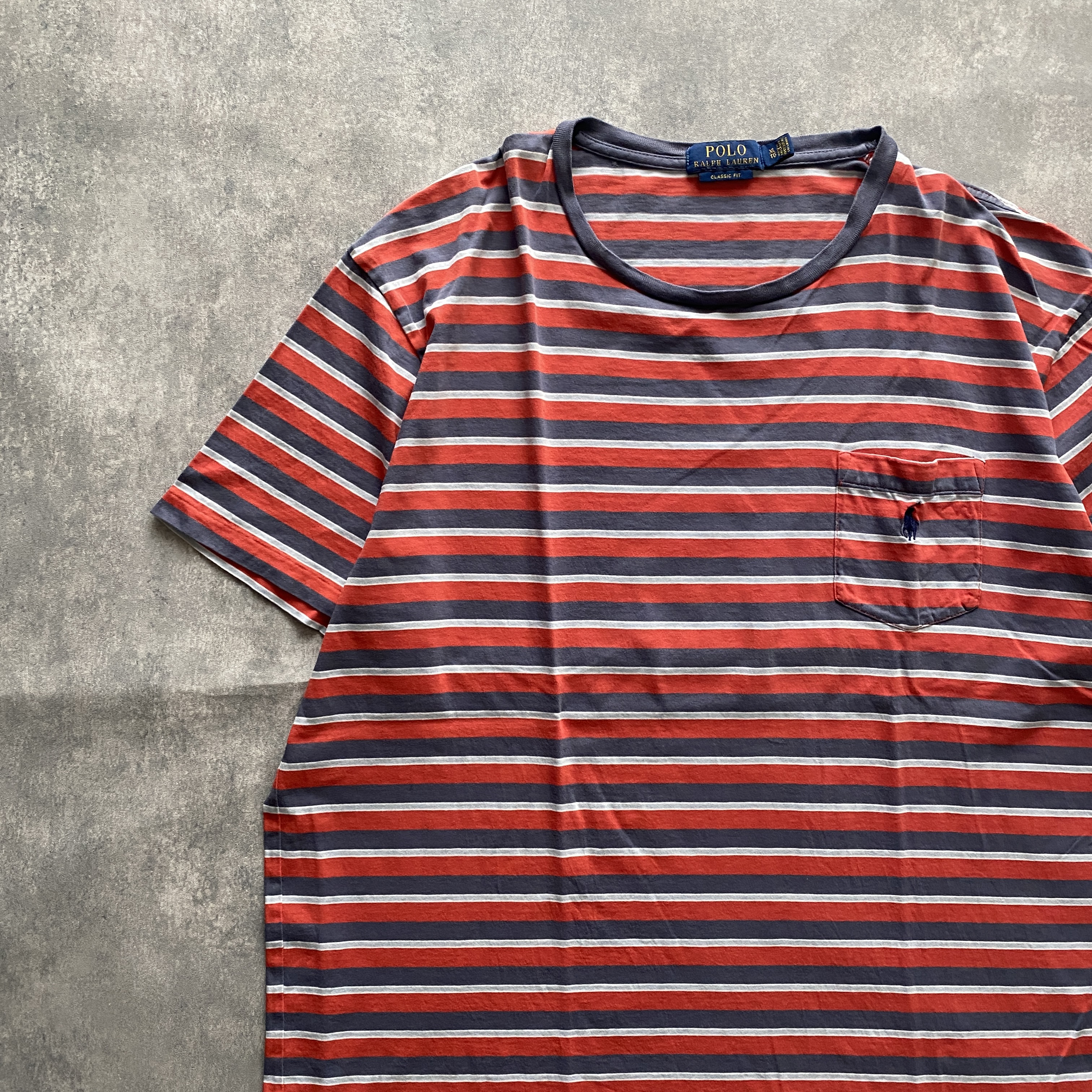 XLサイズ】ポロラルフローレン 刺繍ワンポイントロゴ ボーダー Tシャツ