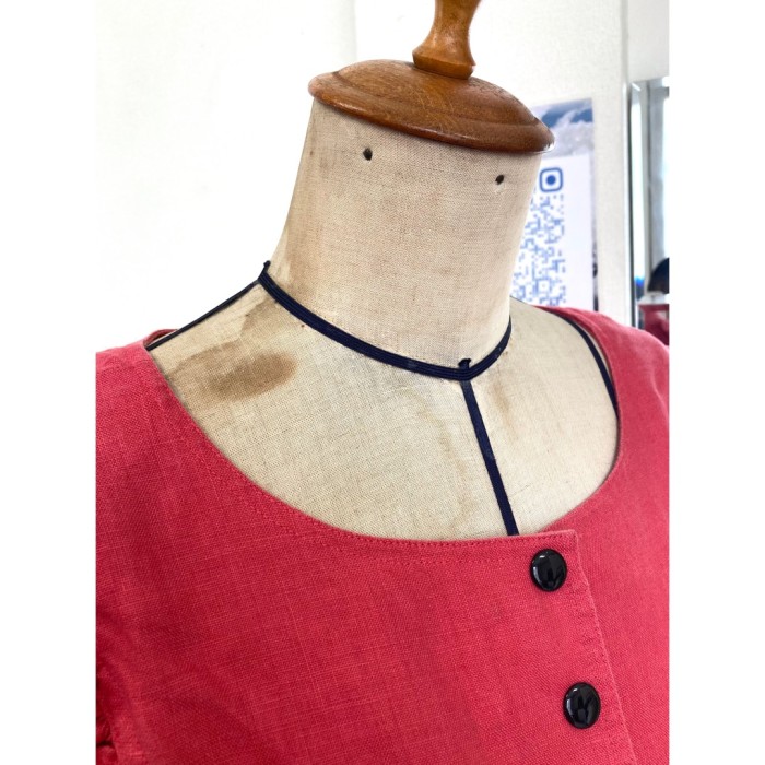 #609 ruffle blouse / 麻100% ピンク ブラウス | Vintage.City 빈티지숍, 빈티지 코디 정보