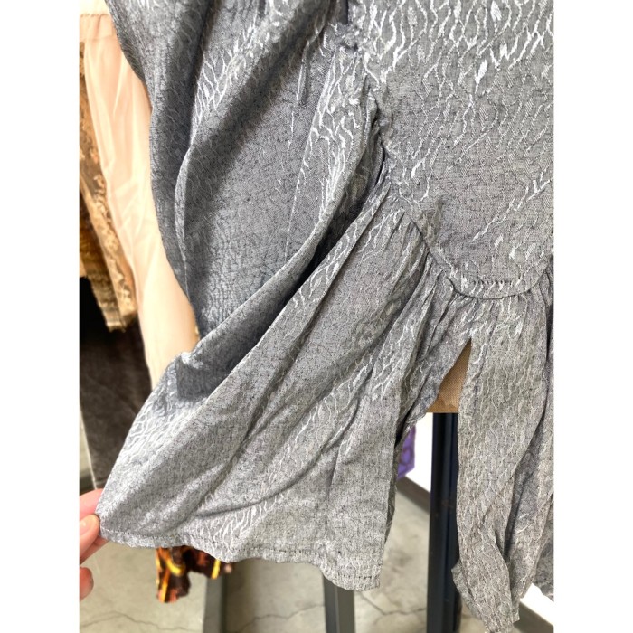 #610 tunic blouse / グレー 艶柄 チュニック ブラウス | Vintage.City 빈티지숍, 빈티지 코디 정보