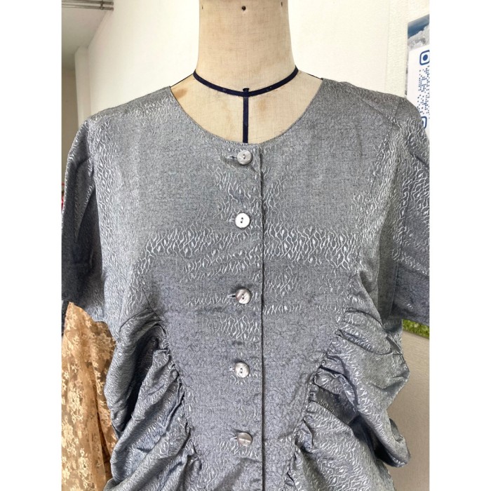 #610 tunic blouse / グレー 艶柄 チュニック ブラウス | Vintage.City Vintage Shops, Vintage Fashion Trends