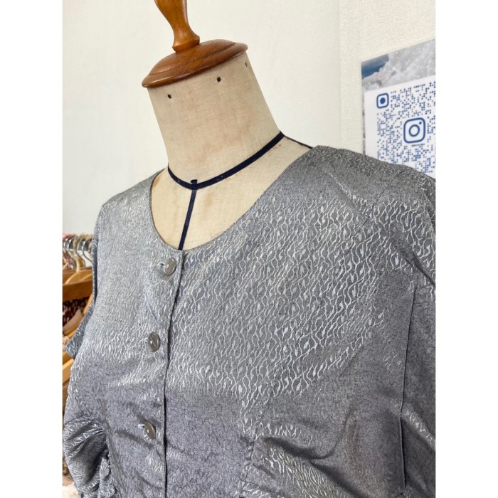 #610 tunic blouse / グレー 艶柄 チュニック ブラウス | Vintage.City 빈티지숍, 빈티지 코디 정보