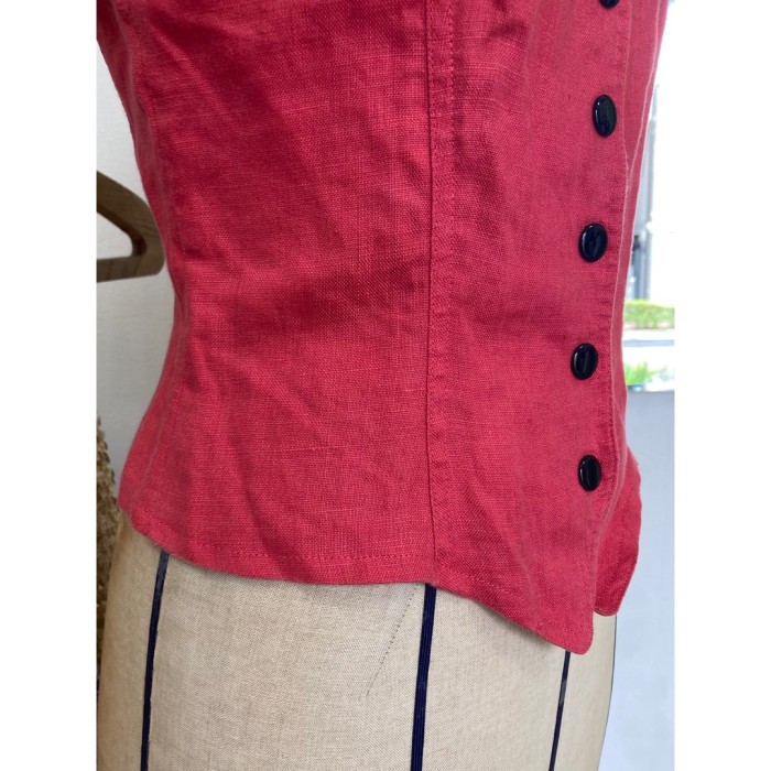 #609 ruffle blouse / 麻100% ピンク ブラウス | Vintage.City 古着屋、古着コーデ情報を発信