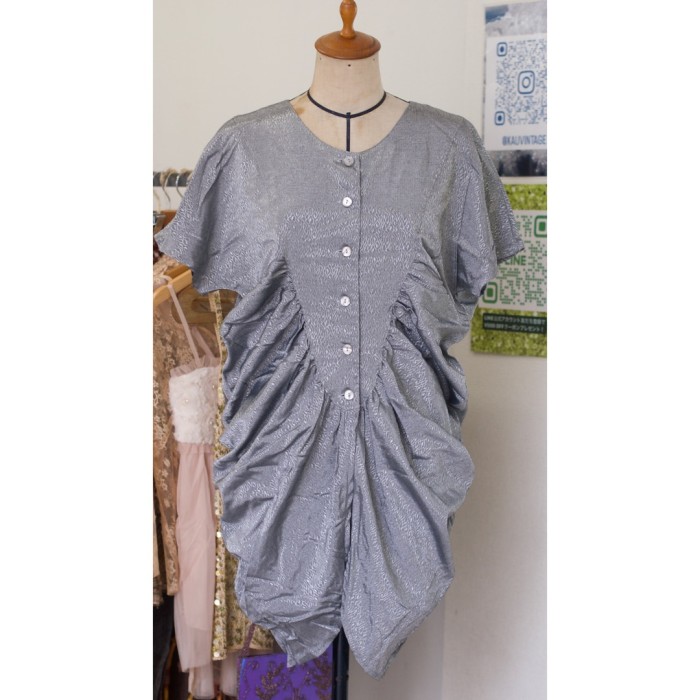 #610 tunic blouse / グレー 艶柄 チュニック ブラウス | Vintage.City 古着屋、古着コーデ情報を発信