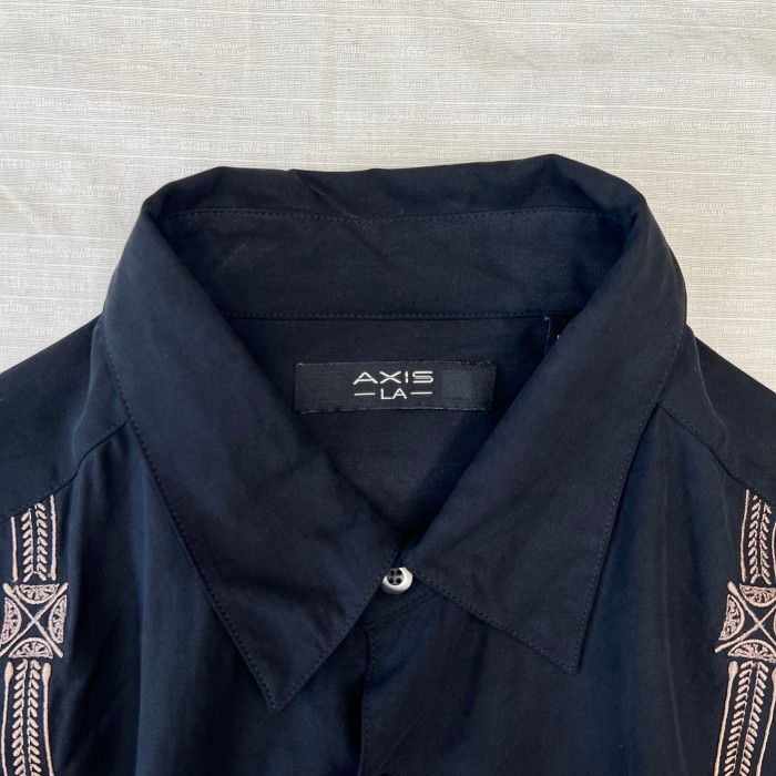 90’s~00’s AXIS シルクシャツ 半袖シャツ ラインシャツ 刺繍シャツ キューバシャツ fc-563 | Vintage.City 古着屋、古着コーデ情報を発信