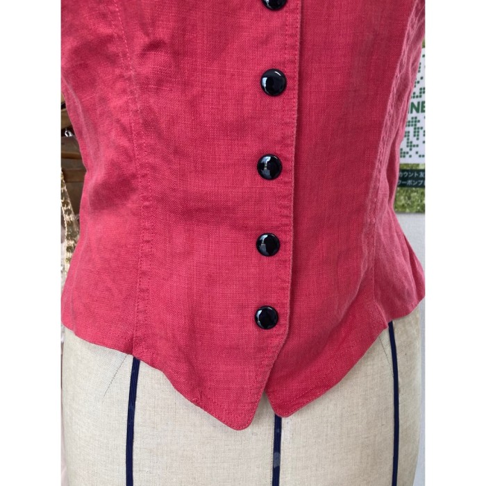 #609 ruffle blouse / 麻100% ピンク ブラウス | Vintage.City 빈티지숍, 빈티지 코디 정보