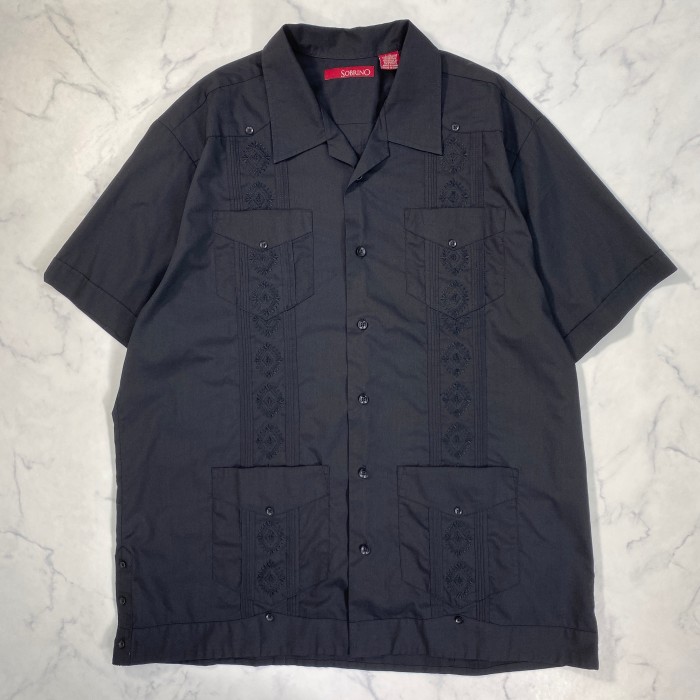 90s  黒 キューバシャツ ライン黒 オーバーサイズ | Vintage.City 古着屋、古着コーデ情報を発信