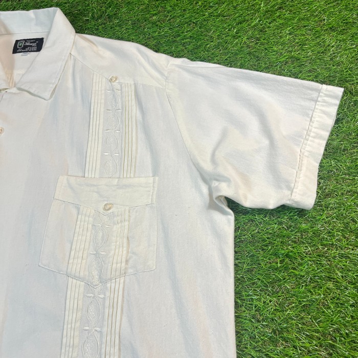 White Color Guayabera Shirt / キューバシャツ Made In Mexico 刺繍 白 コットン Lサイズ メキシコ製 | Vintage.City 古着屋、古着コーデ情報を発信