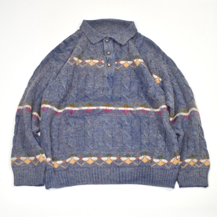 古着 オーバーサイズ アルパカ ニットポロ デザイン ニット セーター | Vintage.City 古着屋、古着コーデ情報を発信