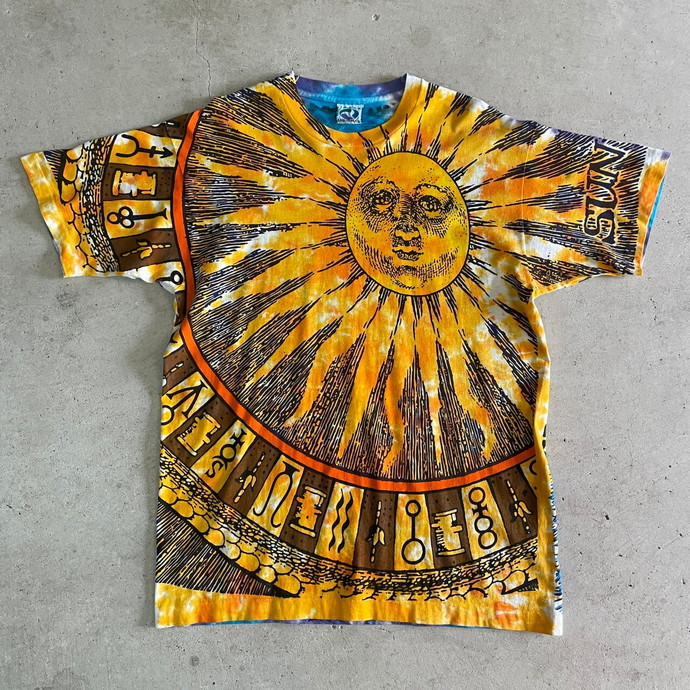 90年代 LIQUID BLUE SUN&MOON アート オールオーバープリント Tシャツ 