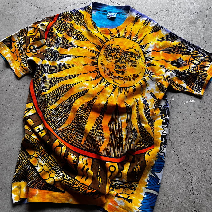 90年代 LIQUID BLUE SUN&MOON アート オールオーバープリント Tシャツ