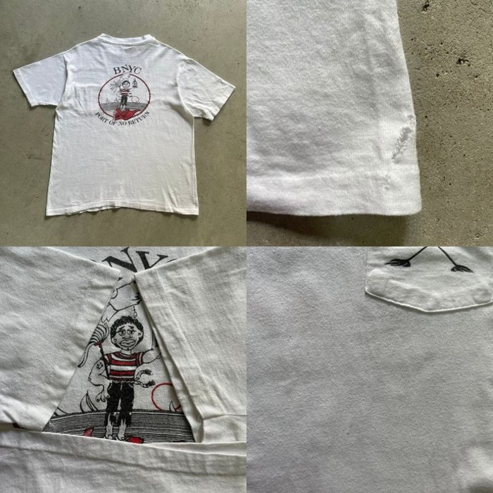90年代 USA製 BNYC PORT OF NO RETURN ポケットTシャツ バックプリント アート プリント Tシャツ  メンズL | Vintage.City 빈티지숍, 빈티지 코디 정보