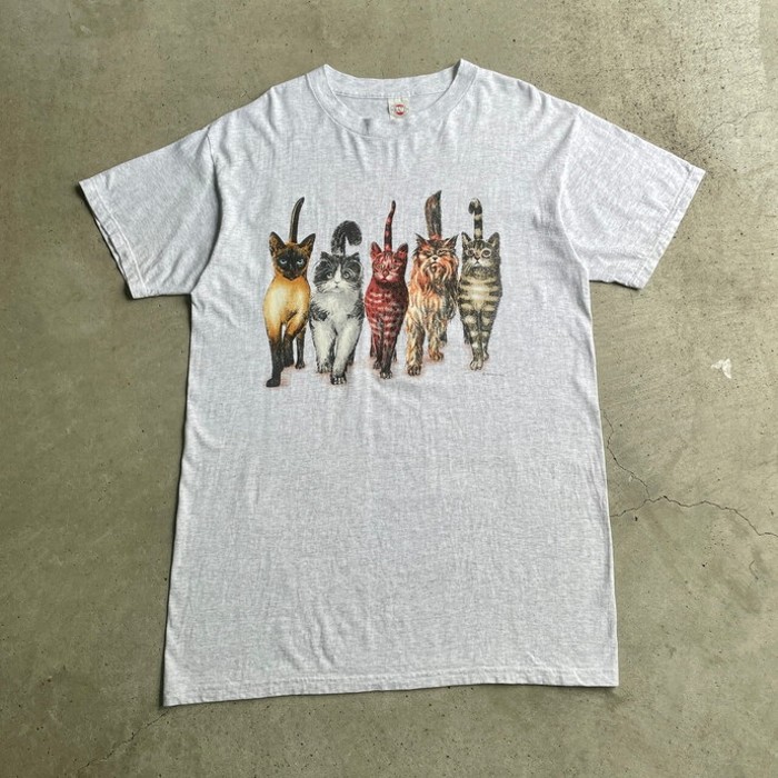 90年代 PRINTS OF TAILS 猫 アート アニマル プリント ロング丈 Tシャツ メンズXL相当 レディース2XL相当 | Vintage.City 빈티지숍, 빈티지 코디 정보