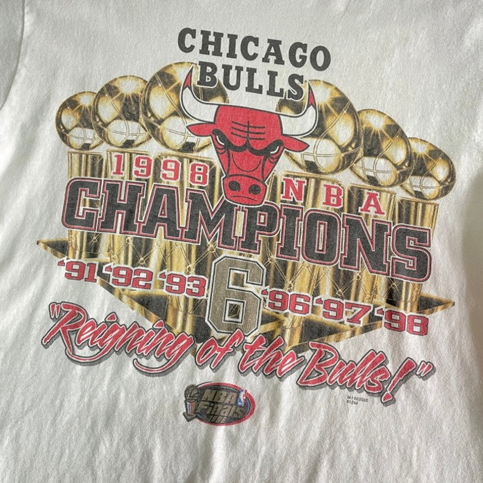 90年代 NBA 6 CHAMPIONS 1998 シカゴブルズ チームロゴ プリントTシャツ メンズL | Vintage.City 古着屋、古着コーデ情報を発信
