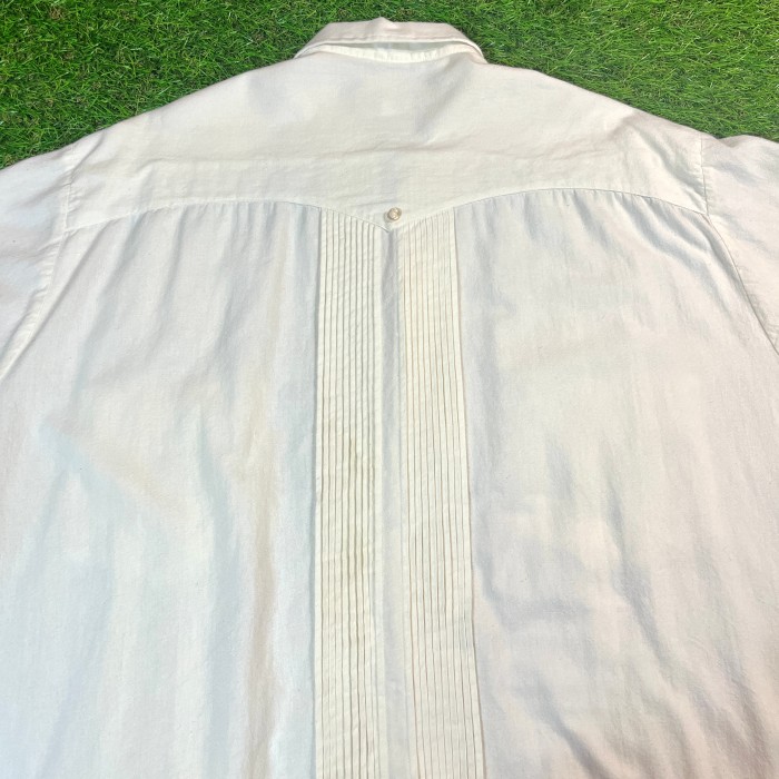 White Color Guayabera Shirt / キューバシャツ Made In Mexico 刺繍 白 コットン Lサイズ メキシコ製 | Vintage.City 빈티지숍, 빈티지 코디 정보