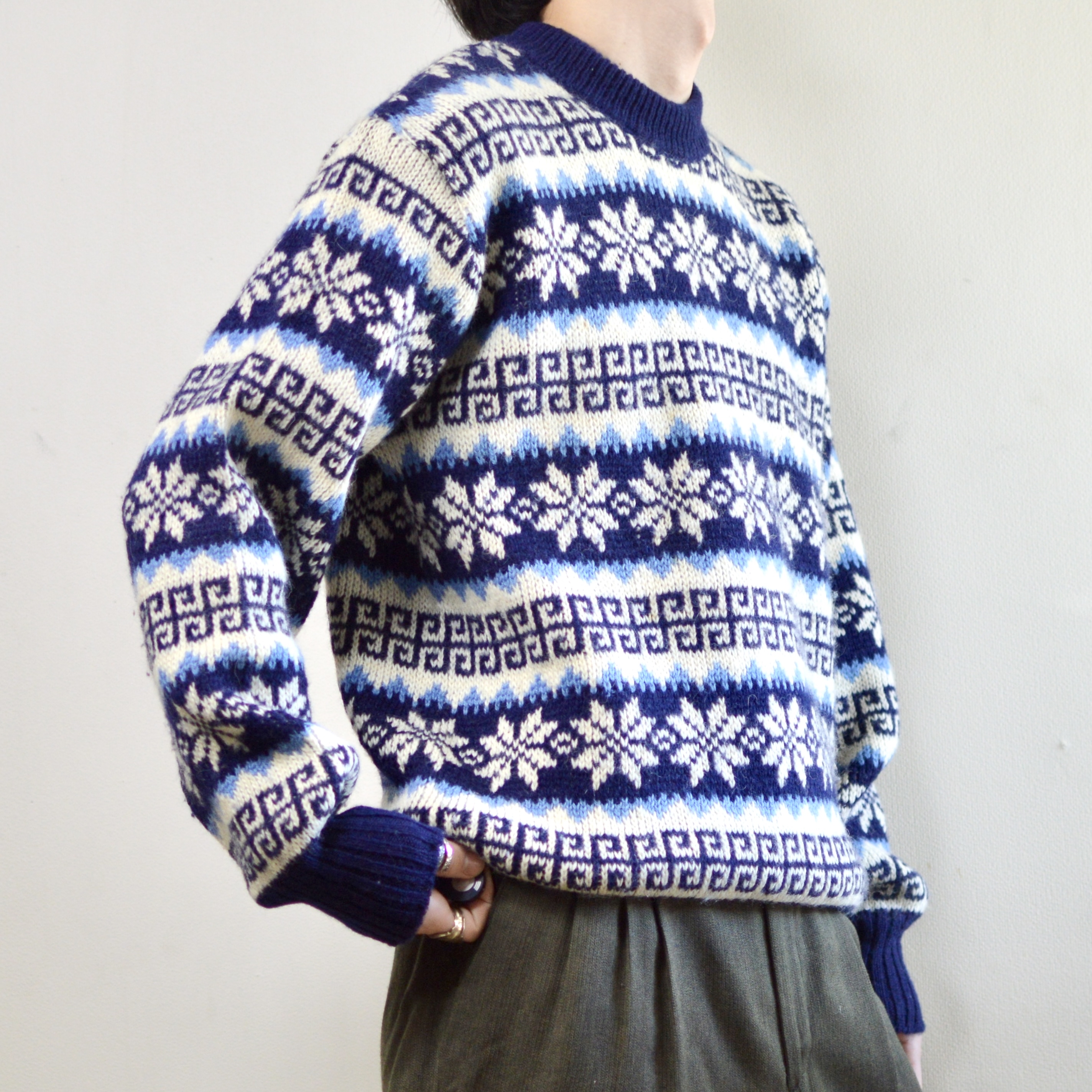 【海外で買】古着 オーバーサイズ ノルディックセーター ウールニット ニット セーター トップス