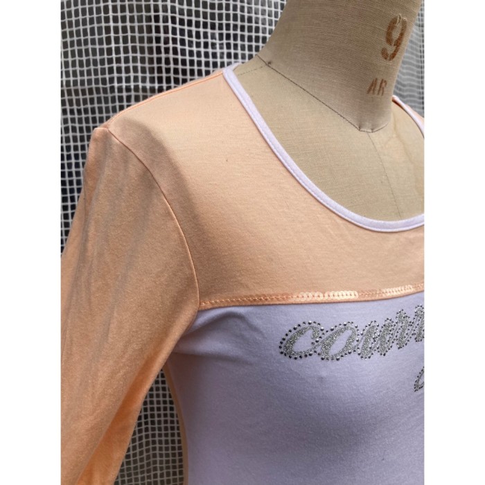 #624 courreges tops / クレージュ ラメロゴ オレンジ ホワイト | Vintage.City 古着屋、古着コーデ情報を発信