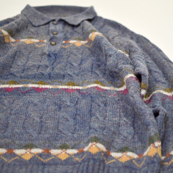 古着 オーバーサイズ アルパカ ニットポロ デザイン ニット セーター | Vintage.City 古着屋、古着コーデ情報を発信