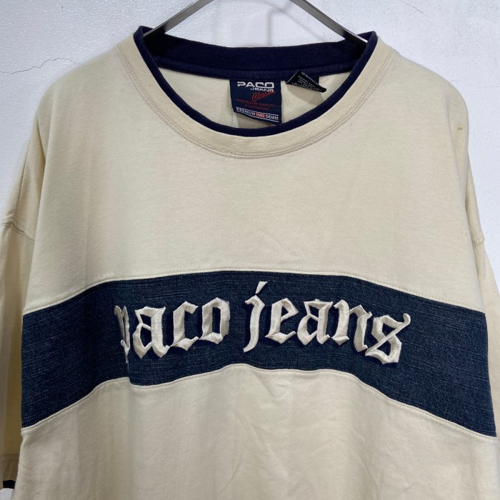 00s PACO JEANS 刺繍ロゴビッグTシャツ　デニム　キナリ　XXL | Vintage.City 古着屋、古着コーデ情報を発信
