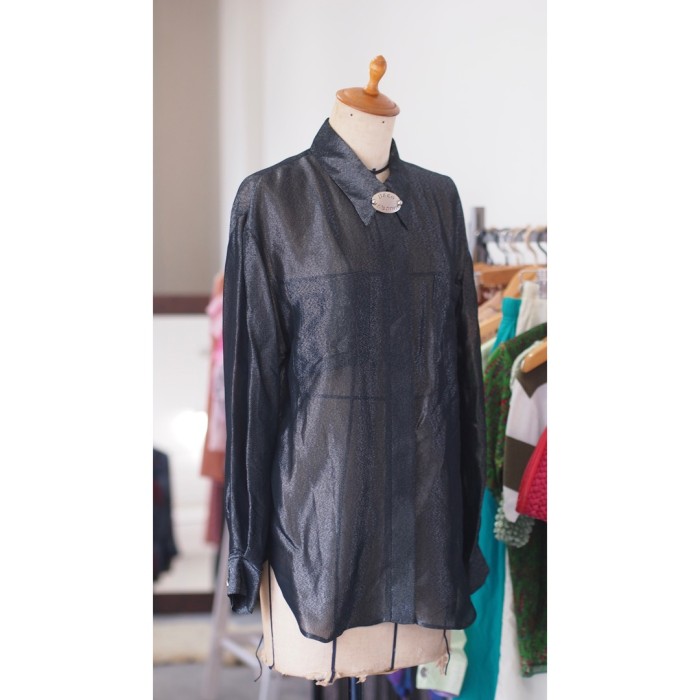 #628 shirt / paco rabanne ラメ シアーシャツ 黒ブラック パコラバンヌ | Vintage.City Vintage Shops, Vintage Fashion Trends