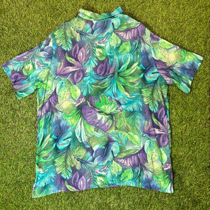 80s-90s Botanical Pattern Rayon Open Collar Shirt / Made In USA 古着 Vintage ヴィンテージ 花柄 総柄 半袖 シャツ 開襟 ボタニカル アメリカ製 | Vintage.City 古着屋、古着コーデ情報を発信