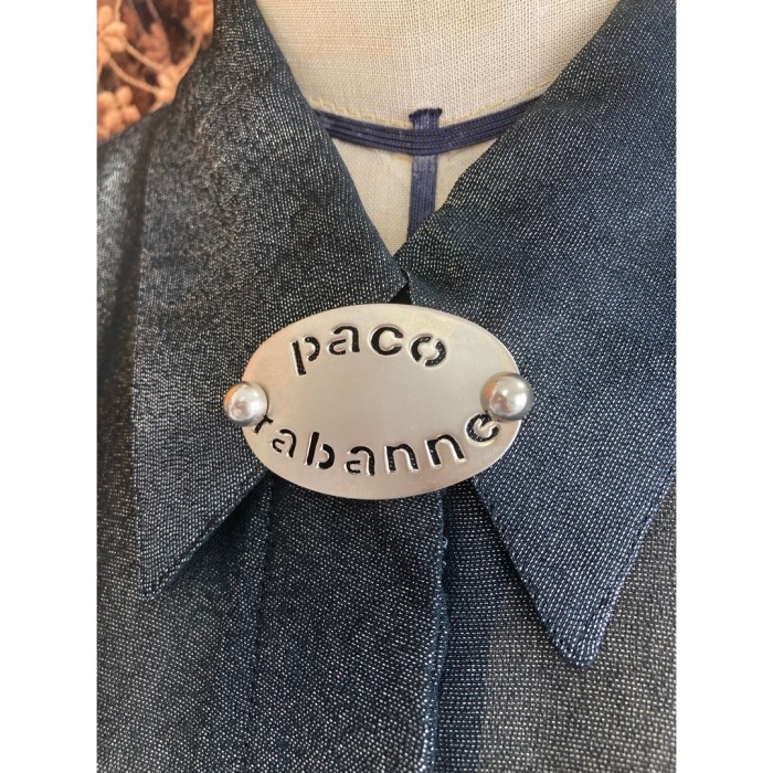 #628 shirt / paco rabanne ラメ シアーシャツ 黒ブラック パコラバンヌ | Vintage.City 빈티지숍, 빈티지 코디 정보