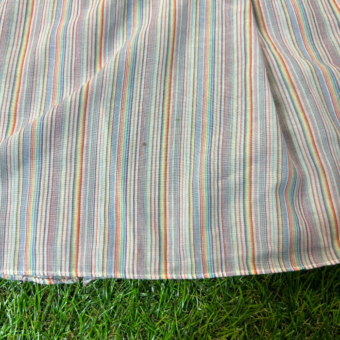 70s-80s Rainbow Striped Shirt / Vintage ヴィンテージ 古着 ストライプ カラフル 半袖 シャツ ブラウス | Vintage.City 古着屋、古着コーデ情報を発信