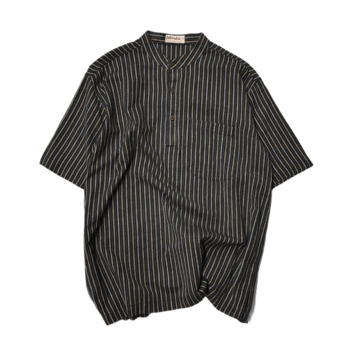 Old Stand Collar Stripe L/S Shirt | Vintage.City 古着屋、古着コーデ情報を発信