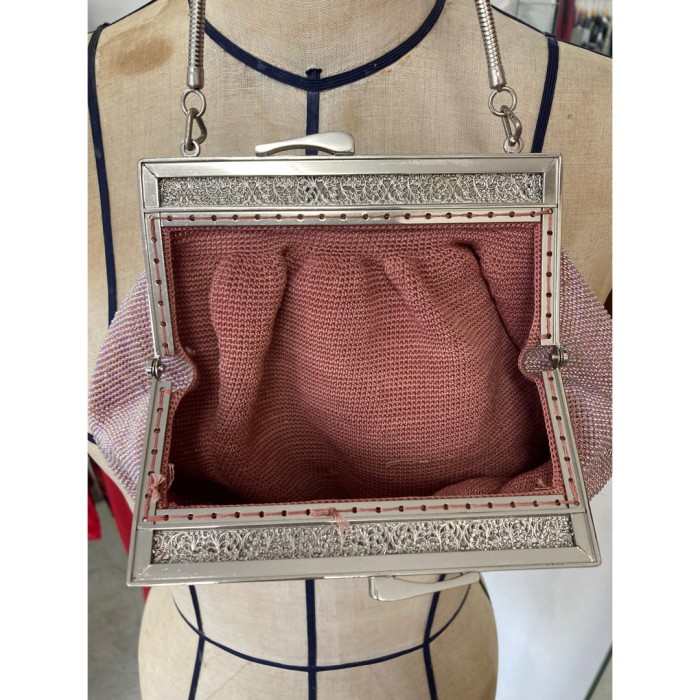 #738 hand bag / ミニビーズバック がま口 ピンク キラキラ | Vintage.City 빈티지숍, 빈티지 코디 정보