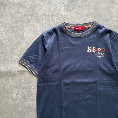 KENZO　ケンゾー　ワンポイント  プリントロゴ　ラインリブ  Tシャツ | Vintage.City ヴィンテージ 古着