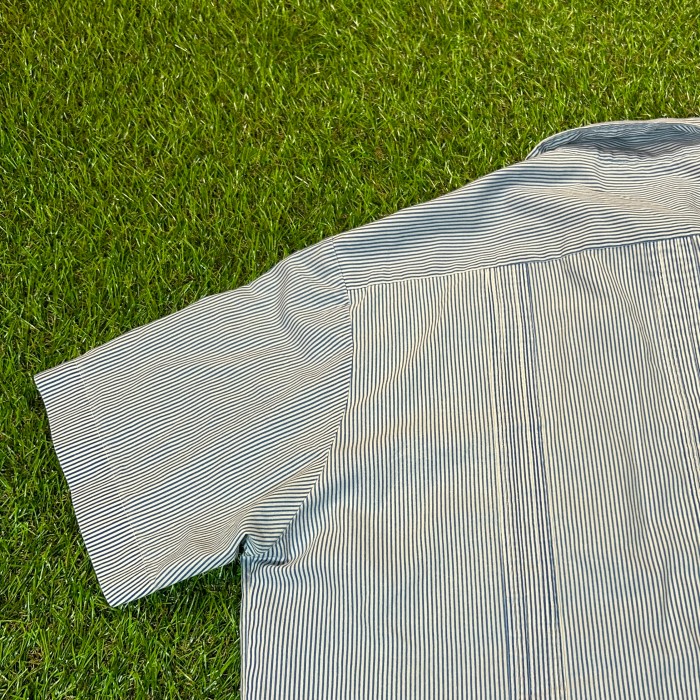 80s-90s Zip-Up Striped Guayabera Shirt / キューバシャツ メキシカン メキシコ Vintage ヴィンテージ 水色 ストライプ 刺繍 半袖 シャツ | Vintage.City 빈티지숍, 빈티지 코디 정보