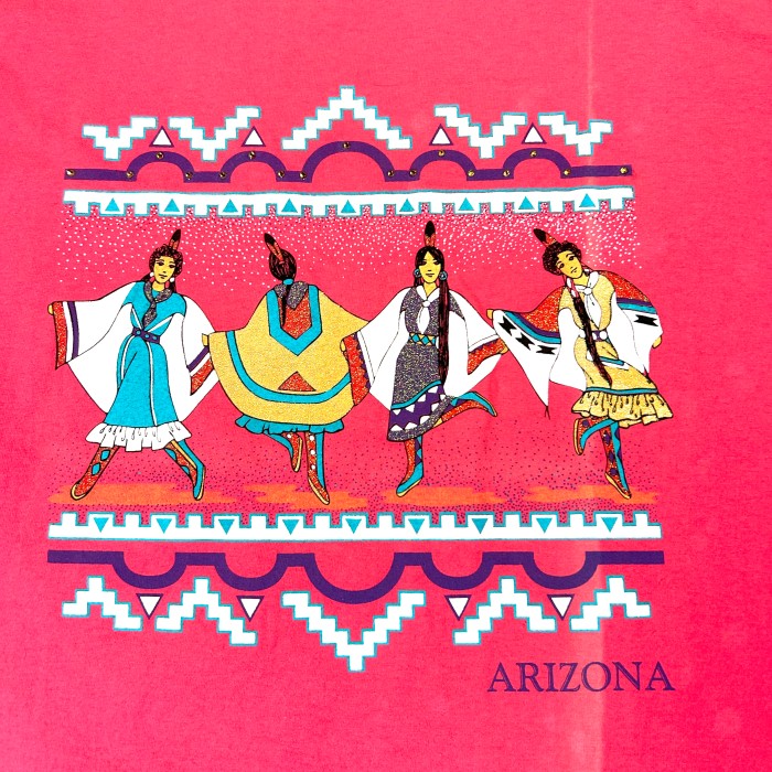 90s Native American Girls T-Shirt / ネイティブ Vintage ヴィンテージ ピンク Tシャツ 半袖 アリゾナ | Vintage.City 古着屋、古着コーデ情報を発信